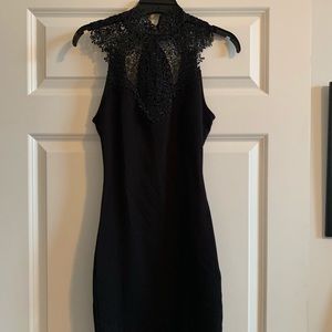 Black high neck lace dress